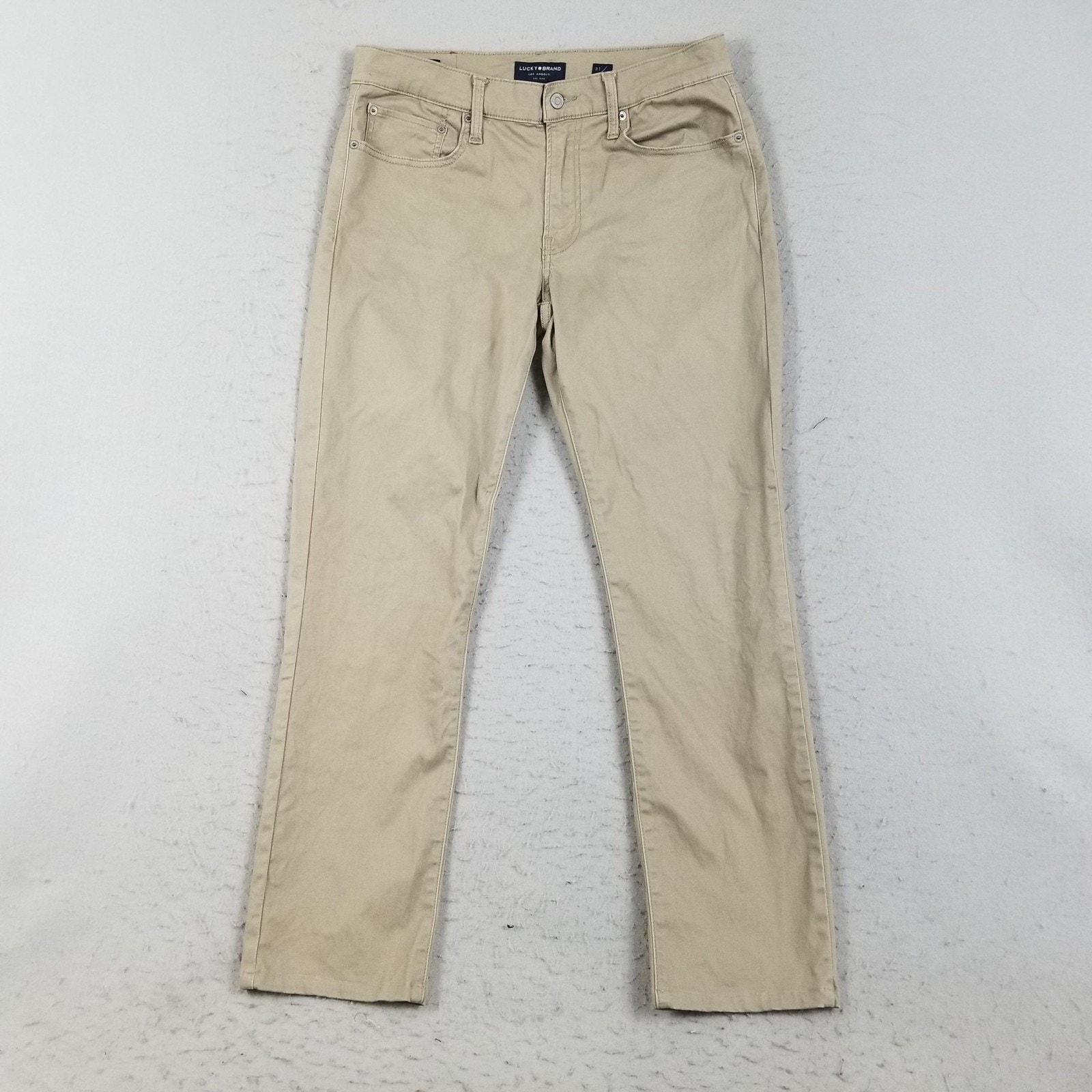 Lucky Brand 121 Slim Straight Jeans Mens 31x32 Khaki Tan Stretch Twill Casual